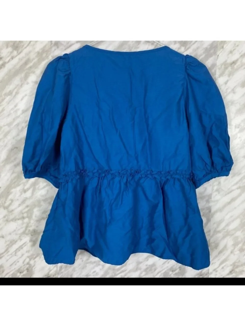 Zara Voluminous Ruffled short sleeveshirt in Blue